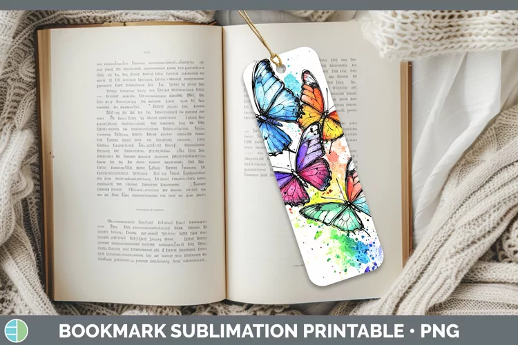 Watercolor Splatter Butterfly Bookmark Sublimation Printable