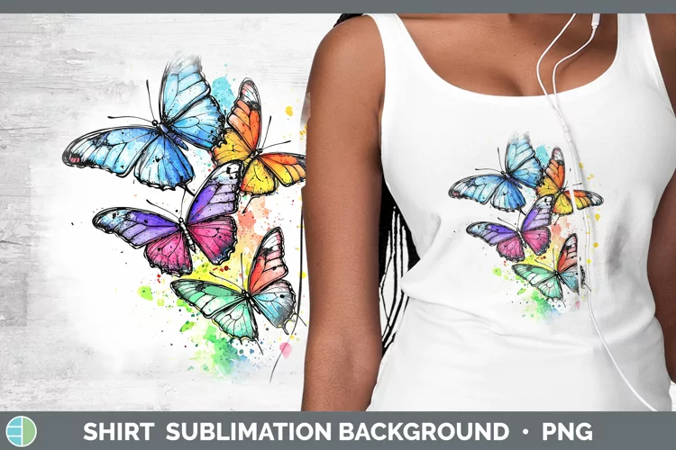 Watercolor Splatter Butterfly Shirt Sublimation Sublimation