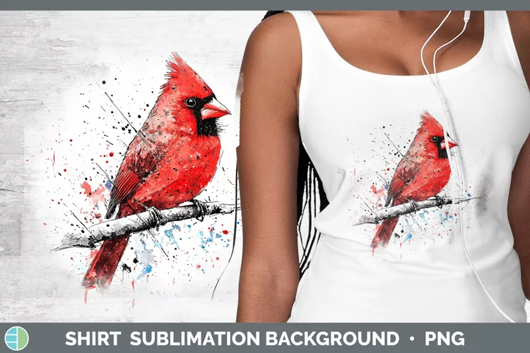 Watercolor Splatter Cardinal Shirt Sublimation Sublimation B