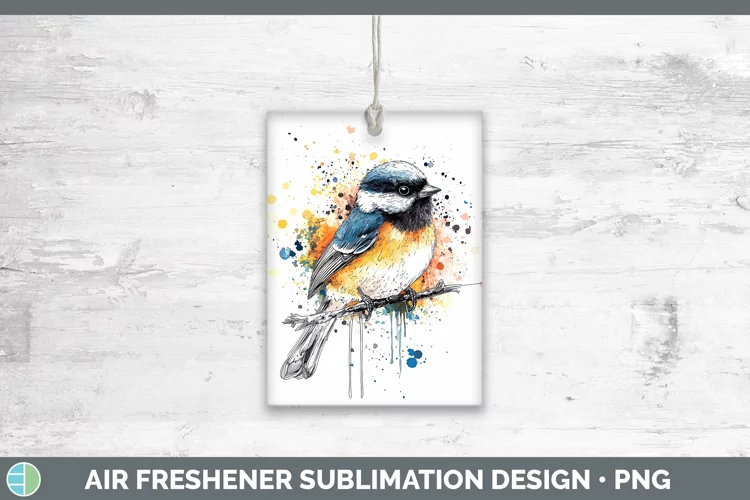 Watercolor Splatter Chickadee Air Freshener Sublimation Car