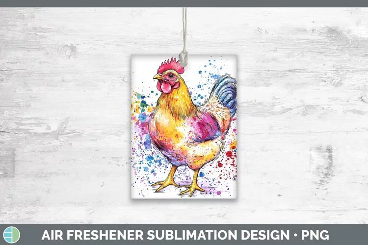 Watercolor Splatter Chicken Air Freshener Sublimation Car Fr
