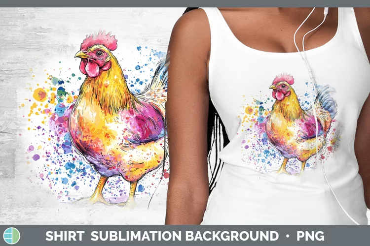 Watercolor Splatter Chicken Shirt Sublimation Sublimation Ba