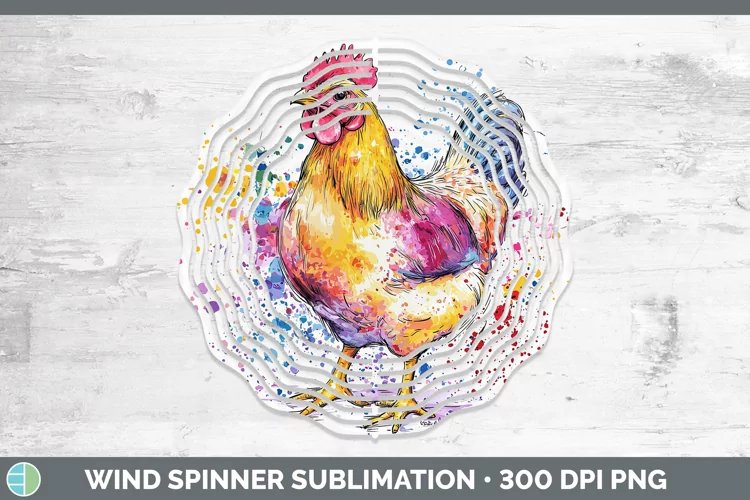 Watercolor Splatter Chicken Wind Spinner Sublimation Spinner