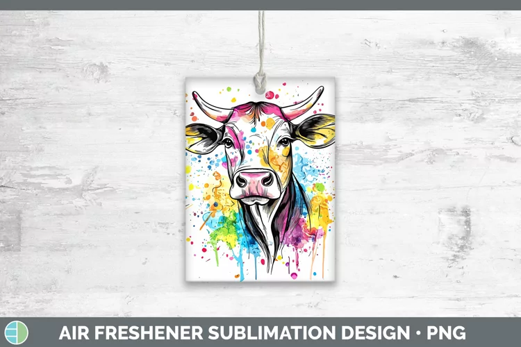 Watercolor Splatter Cow Air Freshener Sublimation Car Freshe
