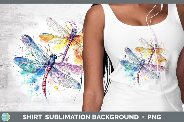 Watercolor Splatter Dragonfly Shirt Sublimation Sublimation
