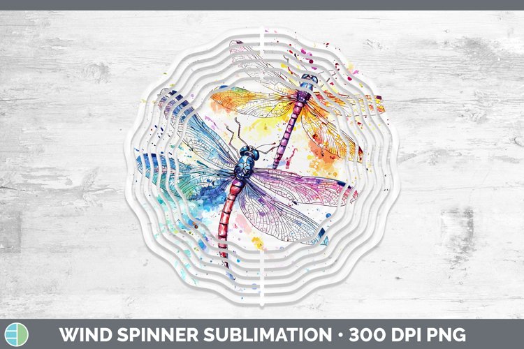 Watercolor Splatter Dragonfly Wind Spinner Sublimation Spinn