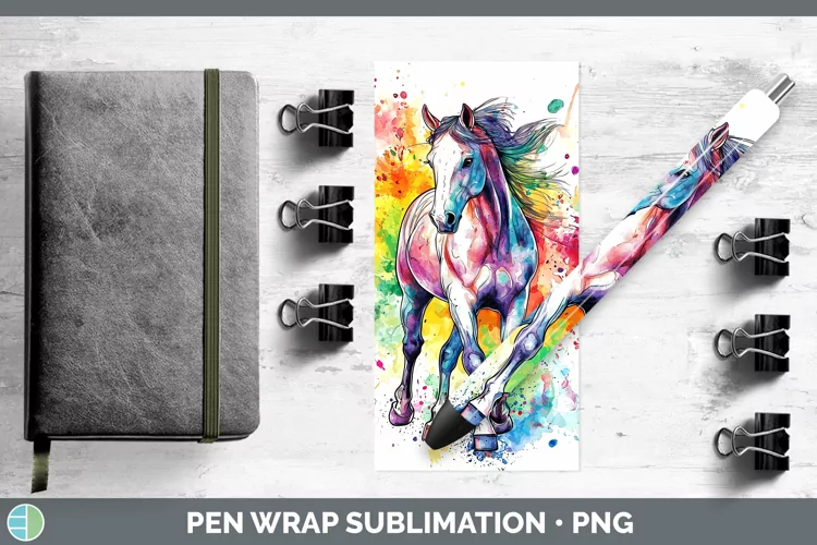 Watercolor Splatter Horse Pen Wrap Sublimation Pen Designs