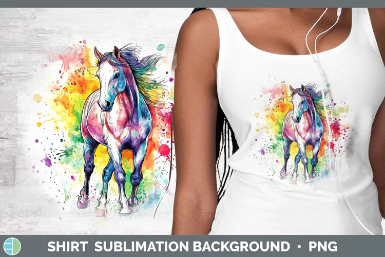 Watercolor Splatter Horse Shirt Sublimation Sublimation Back