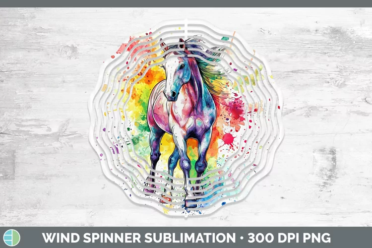 Watercolor Splatter Horse Wind Spinner Sublimation Spinner D