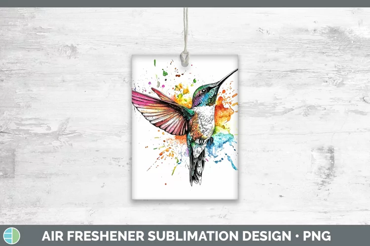 Watercolor Splatter Hummingbird Air Freshener Sublimation Ca