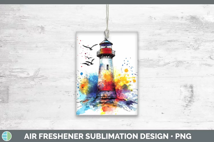 Watercolor Splatter Lighthouse Air Freshener Sublimation Car