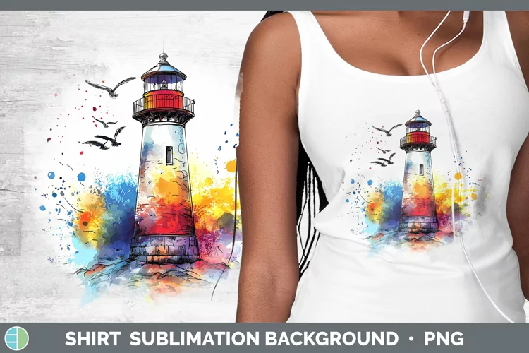 Watercolor Splatter Lighthouse Shirt Sublimation Sublimation