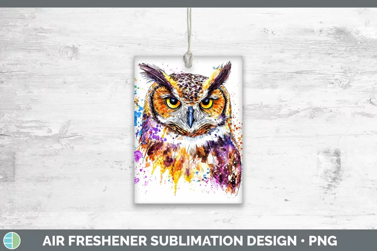Watercolor Splatter Owl Air Freshener Sublimation Car Freshe