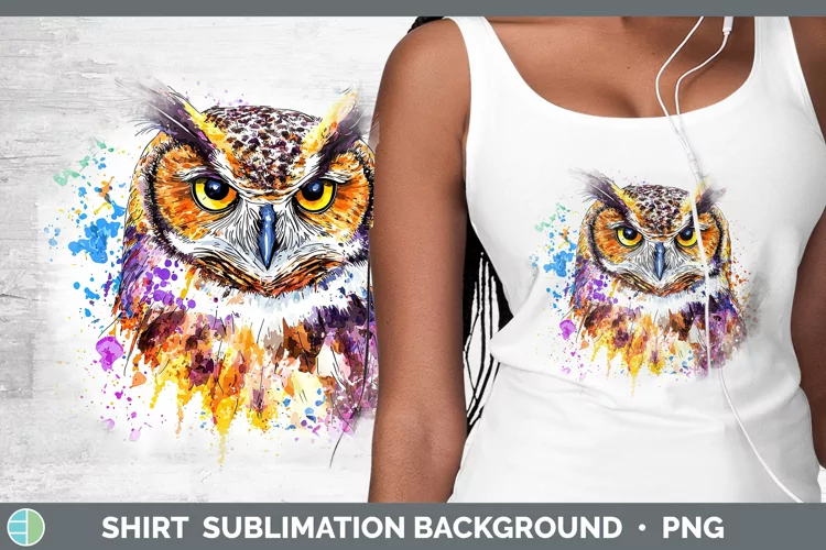 Watercolor Splatter Owl Shirt Sublimation Sublimation Backgr