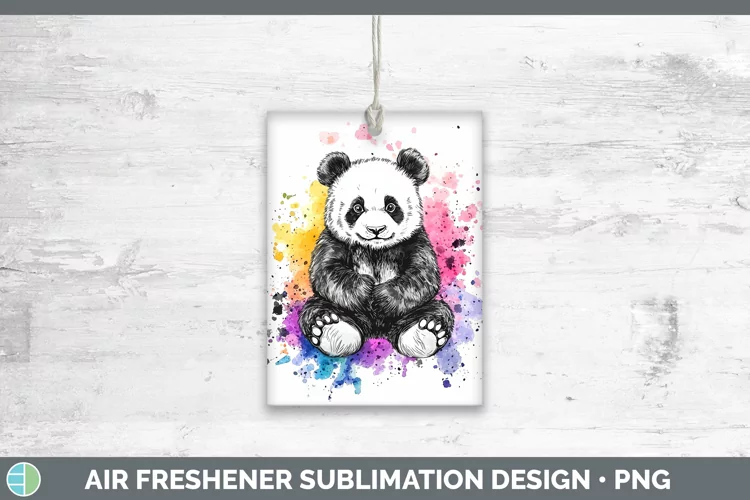 Watercolor Splatter Panda Air Freshener Sublimation Car Fres