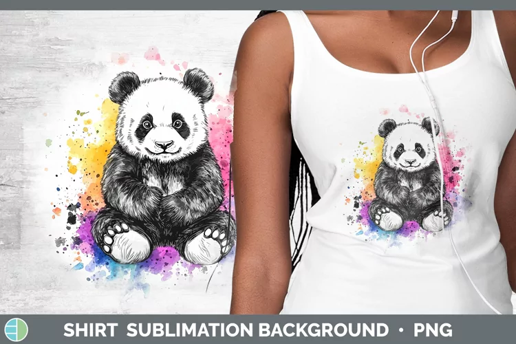 Watercolor Splatter Panda Shirt Sublimation Sublimation Back