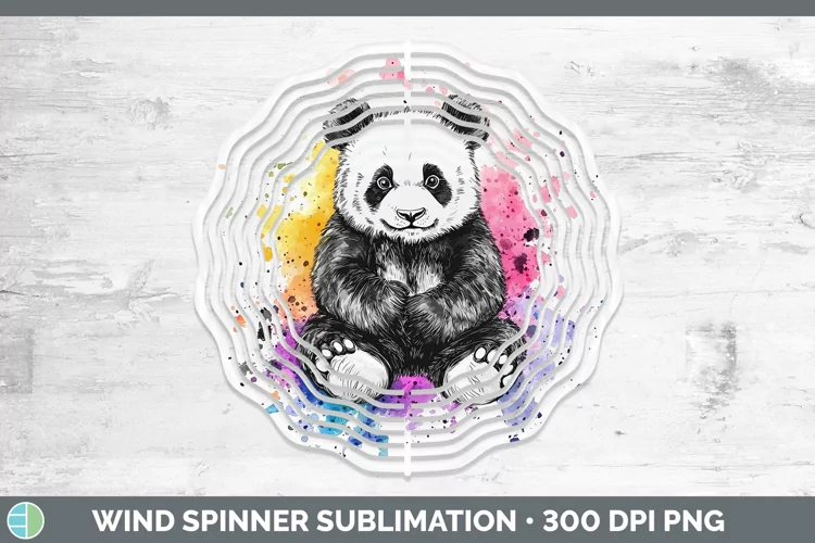 Watercolor Splatter Panda Wind Spinner Sublimation Spinner D