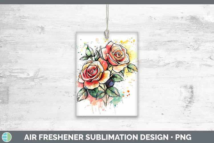 Watercolor Splatter Rose Air Freshener Sublimation Car Fresh