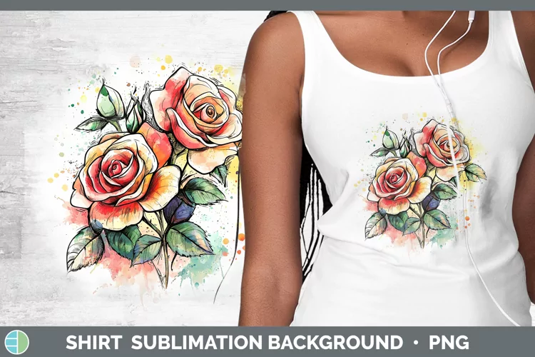 Watercolor Splatter Rose Shirt Sublimation Sublimation Backg