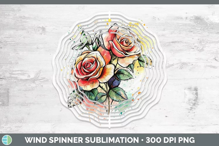 Watercolor Splatter Rose Wind Spinner Sublimation Spinner De