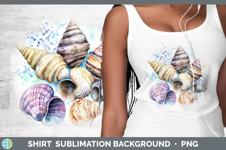 Watercolor Splatter Seashell Shirt Sublimation Sublimation B
