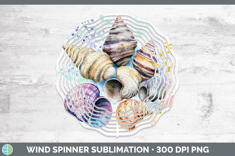 Watercolor Splatter Seashell Wind Spinner Sublimation Spinne
