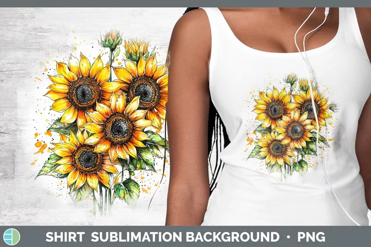 Watercolor Splatter Sunflower Shirt Sublimation Sublimation