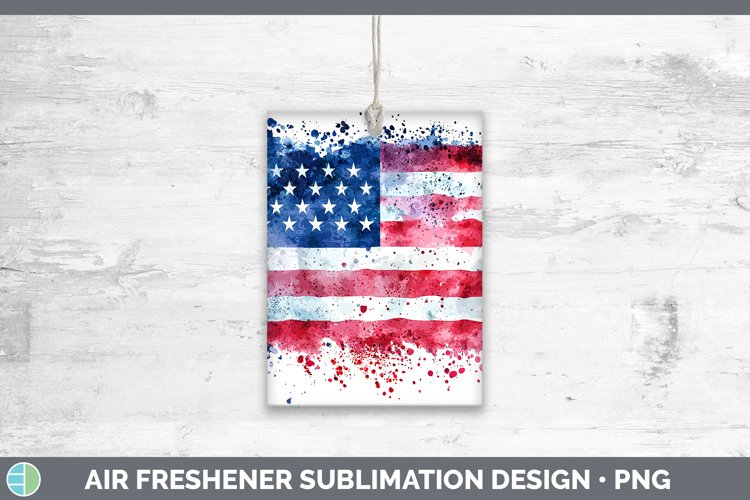 Watercolor Splatter USA Flag Air Freshener Sublimation Car F