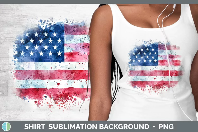 Watercolor Splatter USA Flag Shirt Sublimation Sublimation B