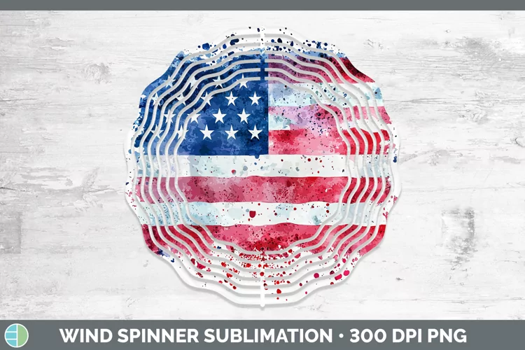 Watercolor Splatter USA Flag Wind Spinner Sublimation Spinne