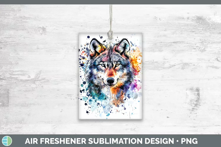 Watercolor Splatter Wolf Air Freshener Sublimation Car Fresh