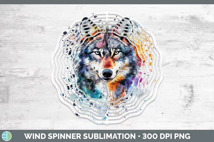 Watercolor Splatter Wolf Wind Spinner Sublimation Spinner De