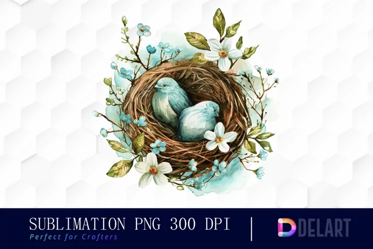 Spring Bird Nest Watercolor Clipart