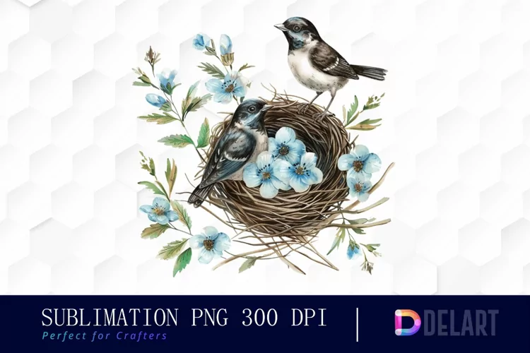 Spring Bird Nest Sublimation PNG Clipart