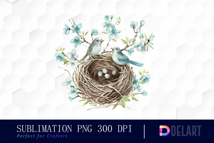 Spring Bird Nest Sublimation PNG Clipart