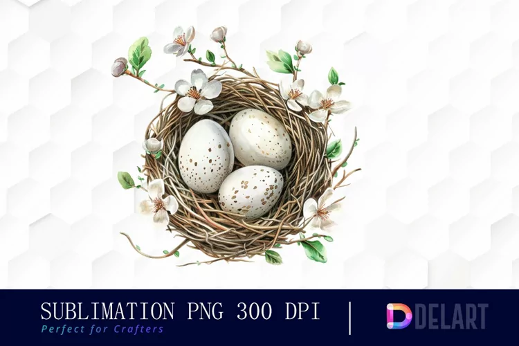 Spring Bird Nest Watercolor Clipart