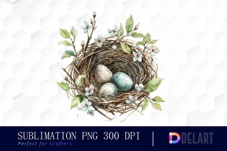 Spring Bird Nest Sublimation PNG Clipart