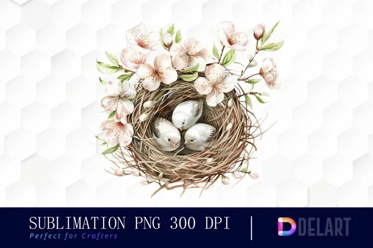 Spring Bird Nest Sublimation PNG Clipart