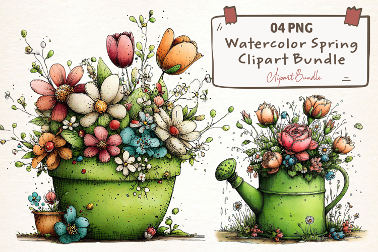 Watercolor Spring Clipart Sublimation