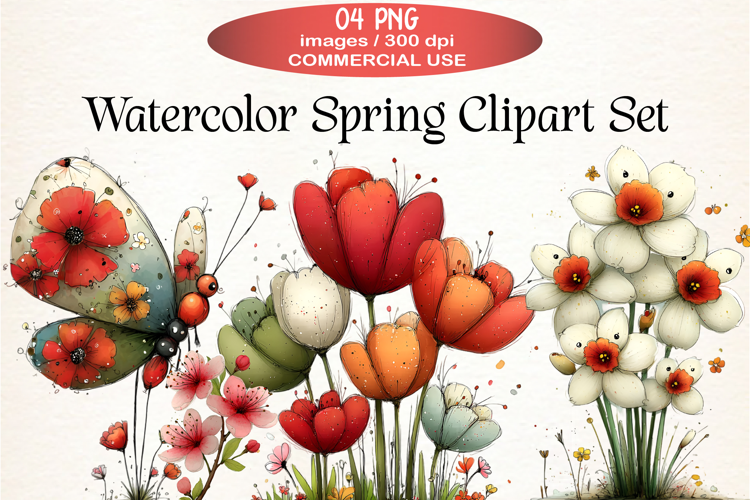Watercolor Spring Clipart Sublimation