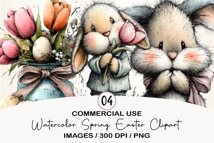 Watercolor Spring Easter Clipart