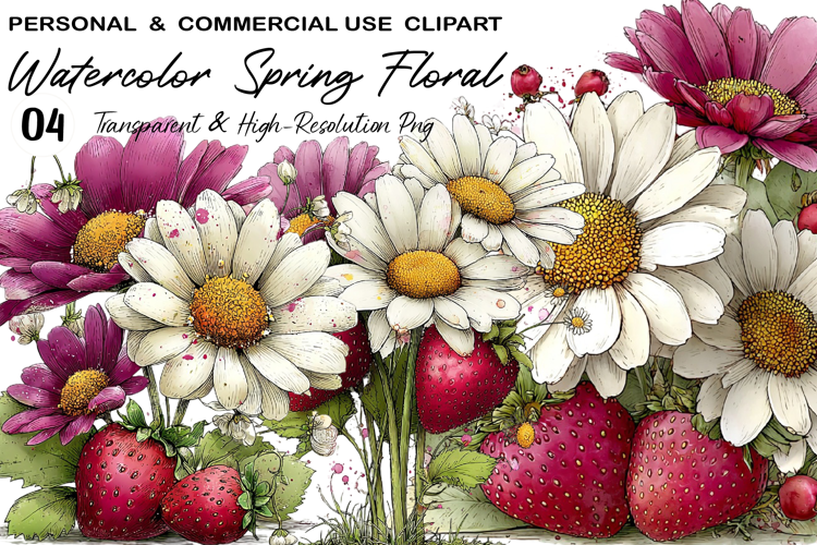 Watercolor Spring Floral Clipart
