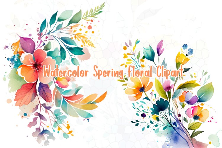 Watercolor Spring Floral Clipart