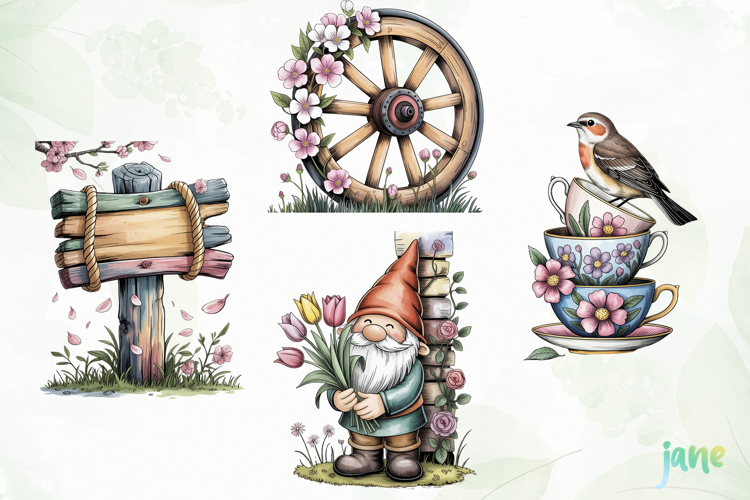 Watercolor Spring Florals Clipart