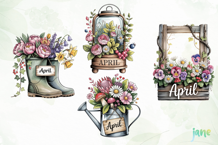 Watercolor Spring Florals Clipart