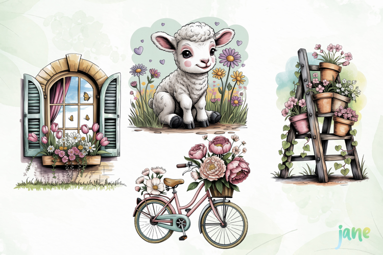 Watercolor Spring Florals Clipart