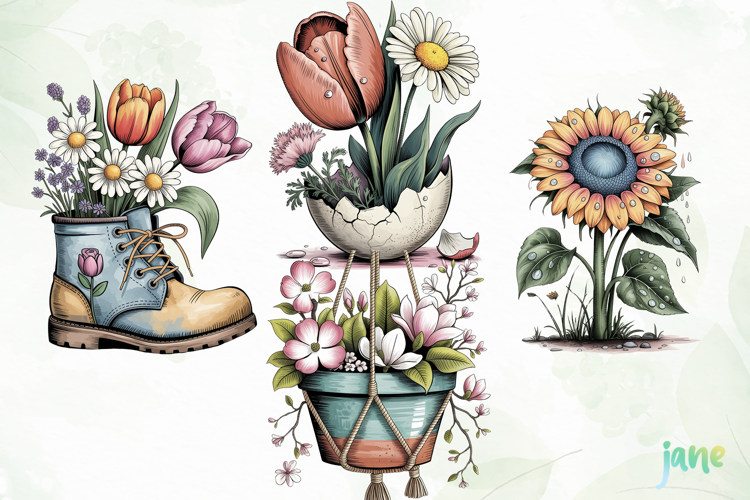 Watercolor Spring Florals Clipart