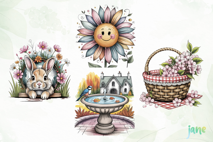 Watercolor Spring Florals Clipart