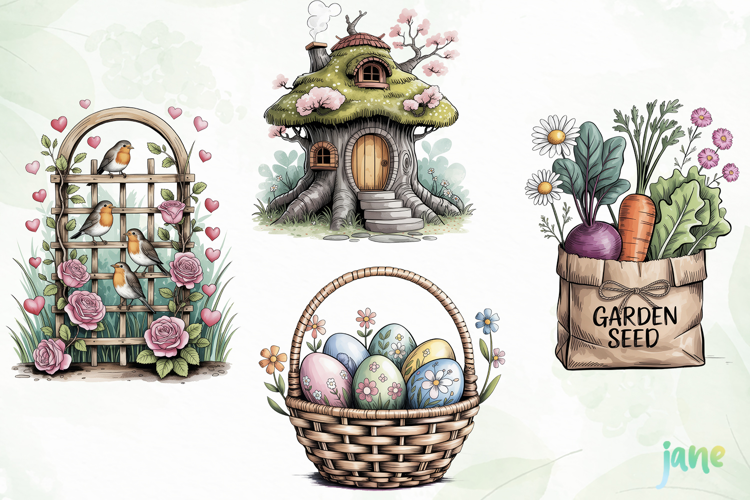 Watercolor Spring Florals Clipart