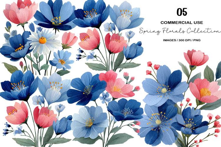 Watercolor Spring Florals Collection Clipart